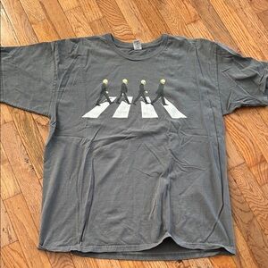 Gray Graphic T-Shirt with Abbey Road Design
